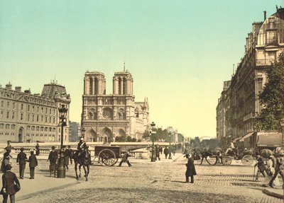 Notre Dame and St. Michael Bridge, Paris, France, c.1900 by Detroit Publishing Co.