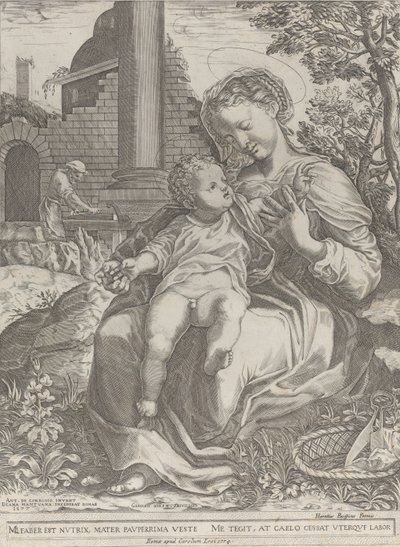 The Holy Family in Egypt, with Joseph as a Carpenter in the Background by Diana Mantuana