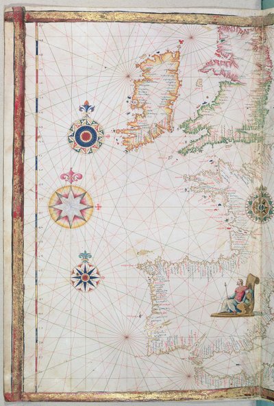 The British Isles and Iberia, detail from a world atlas by Diego Homem