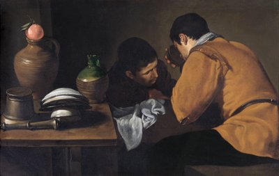 Two Young Men Eating At A Humble Table by Diego Velázquez