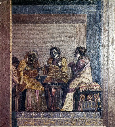 Roman Mosaic of Scene from Play with Masked Actors by Dioscurides of Samos
