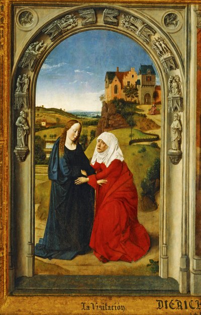 The Visitation, Saint Mary Visits Saint Elisabeth by Dirck Bouts