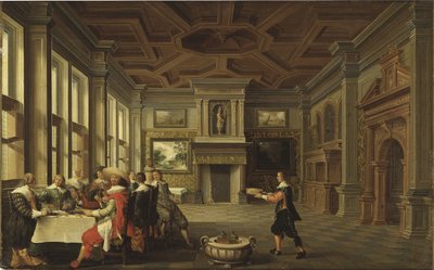 Distinguished Dinner Company in an Interior by Dirck van Delen