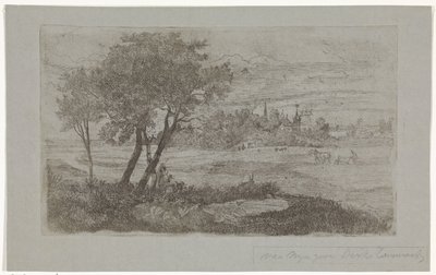 Landscape with Trees in the Foreground and a Plow in the Field by Dirk Arnoldus Tavenraat