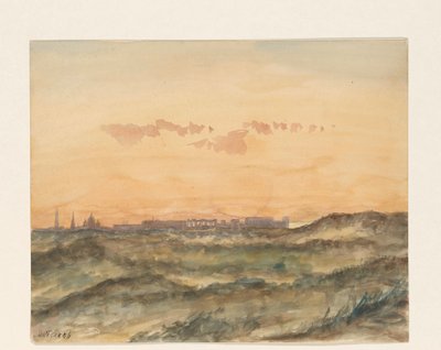 Landscape with the Silhouette of a City in the Distance by Dirk Arnoldus Tavenraat