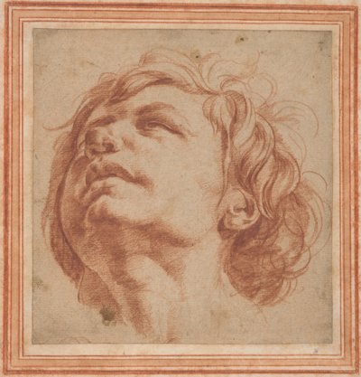 Head Study of a Young Man Looking Upward by Dirk Helmbreker