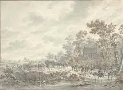 An Army Marches Through a Village by Dirk Langendijk
