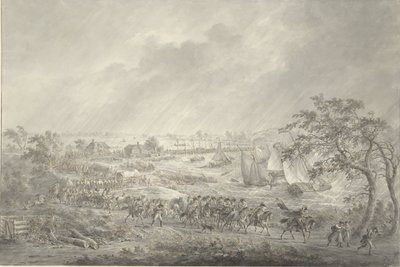 Crossing of the English and Hanoverian Troops from Nijmegen to Lent over the Ship Bridge over the Waal, 7 November 1794 by Dirk Langendijk