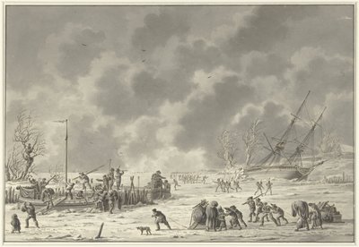 Flight of the Landzaten to Texel, January 1795 by Dirk Langendijk