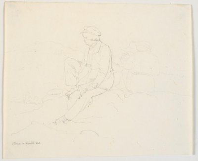 Two Seated Men on a Rock by Ditlev Blunck