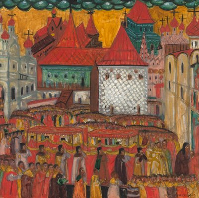 Procession of the Cross in Celebration of the Birth of Peter the Great, 1917 by Dmitri Semyonovich Stelletsky