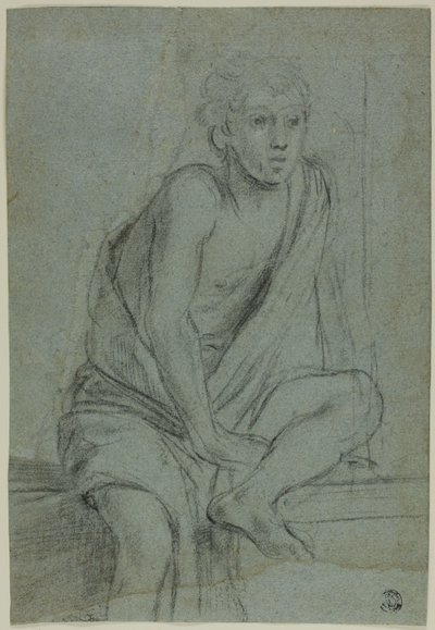 Seated Youth: Study for Flagellation of Saint Andrew by Domenichino