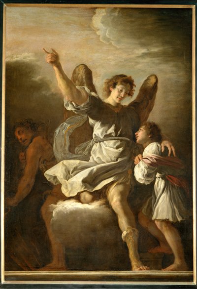 A Guardian Angel Protects a Child from the Realm of the Demon by Domenico (after) Fetti