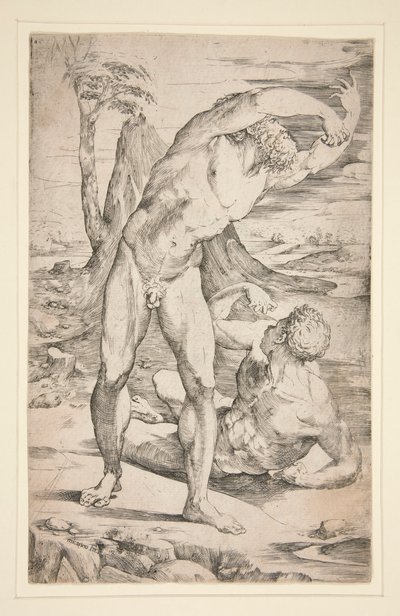 Two Nude Men in a Landscape by Domenico Beccafumi
