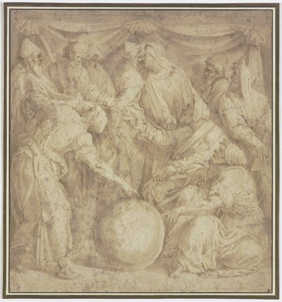 Ten Philosophers Gathered Around a Globe by Domenico Beccafumi