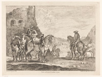 Riders by a Ruin by Domenico Bernardo Zilotti