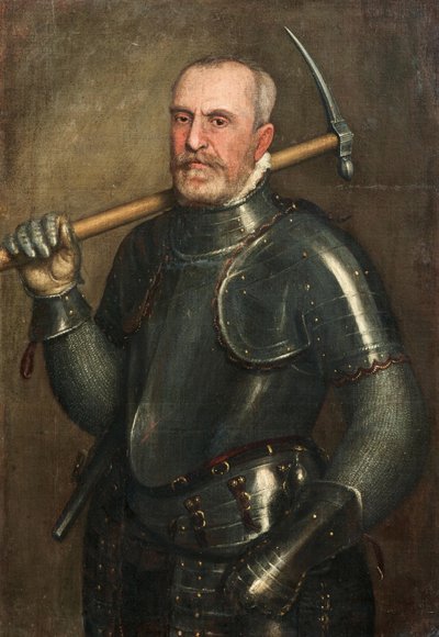 Portrait of Giulio Savorgnan with Pickaxe by Domenico Brusasorzi