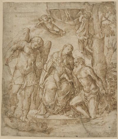 The Virgin and Child with Saints Michael and Jerome, c.1520-25 by Domenico Campagnola