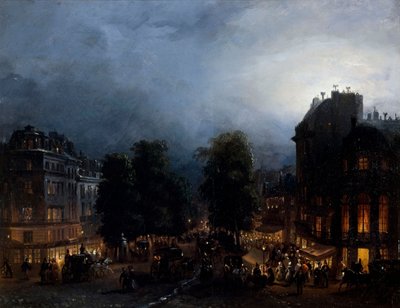 The Boulevard des Italiens at Night (1835) by Domenico Ferri