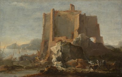 Landscape with Rock and Fortress by Domenico Gargiulo