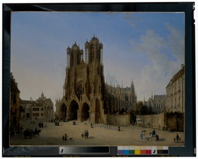 The Cathedral of Notre-Dame, Rheims with a Procession of Communicants by Domenico II Quaglio