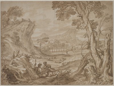 Landscape with Shepherds by Domenico I Piola