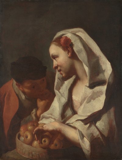 Girl Selling Fruit by Domenico Maggiotto (attributed to)
