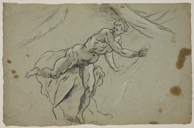 Nude Woman with a Piece of Cloth in Her Hands Hastily Leaving a Tent by Domenico Tintoretto