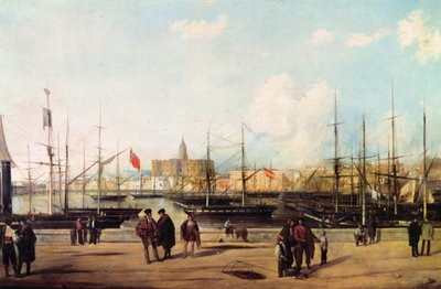View of the port of Malaga, Spain by Domingo Gallego y Alvarez