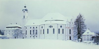 View of the Wieskirche in the snow by Dominikus Zimmermann
