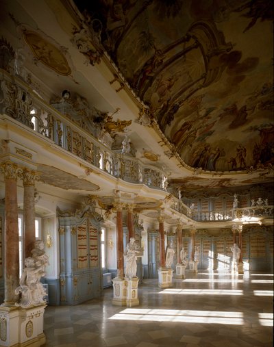 View of the library room of the Schussenried monastery by Dominikus Zimmermann