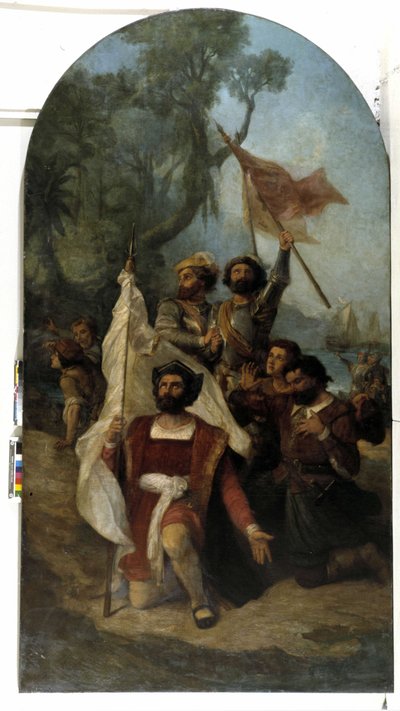 The Navigator Christopher Columbus (1451-1506) Arriving in the New World in 1492 by Dominique Magaud
