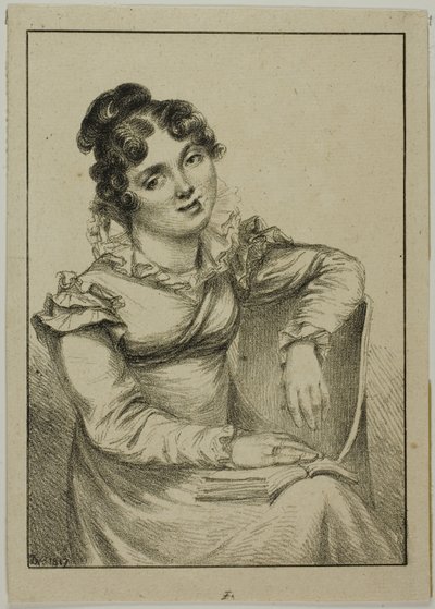 Seated Young Woman Holding an Open Book by Dominique Vivant Denon
