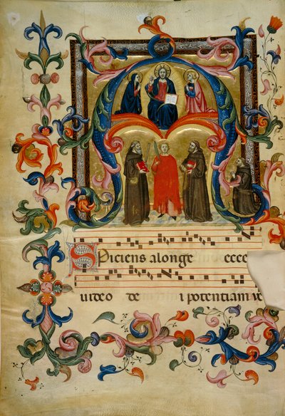 Illuminated Initial with Christ in Glory (Corale 39, c. 1v), Work for Choir Book 39 of Santa Maria degli Angeli from the Church of San Pancrazio in Florence by Don Simone Camaldolese