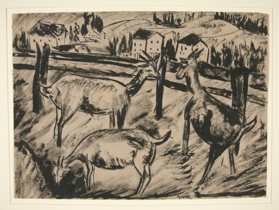 Goats and Landscape by Dora Bromberger