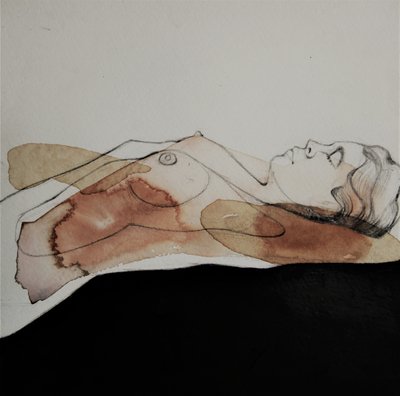 Calm Watercolor Nude by Doris Schmitz