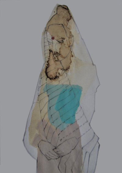 Contemplative Veiled Figure by Doris Schmitz