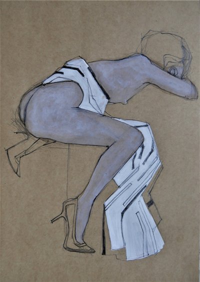Elegant Nude Fashion Sketch by Doris Schmitz