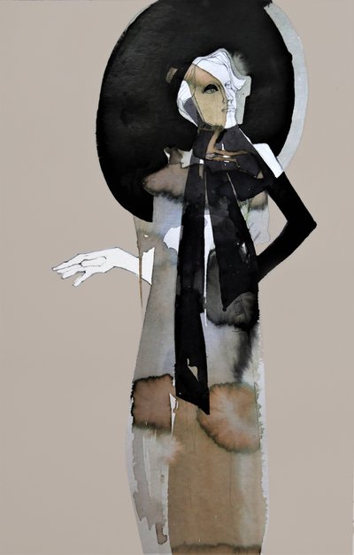 Elegant Woman Black Hat by Doris Schmitz