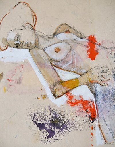 Expressive Reclining Figure by Doris Schmitz