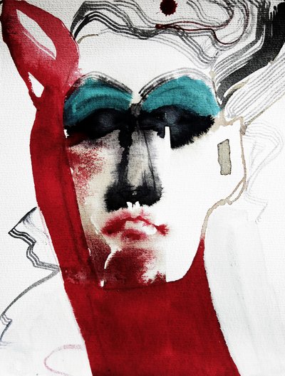 Expressive Red Portrait by Doris Schmitz