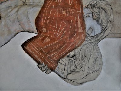 Expressive Woman Red Fabric by Doris Schmitz