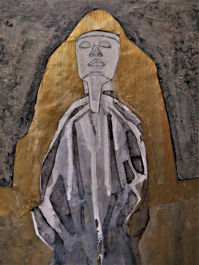 Golden Meditative Figure by Doris Schmitz