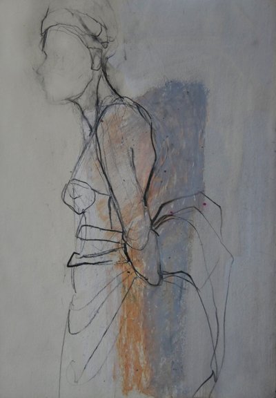 Graceful Draped Figure Sketch by Doris Schmitz