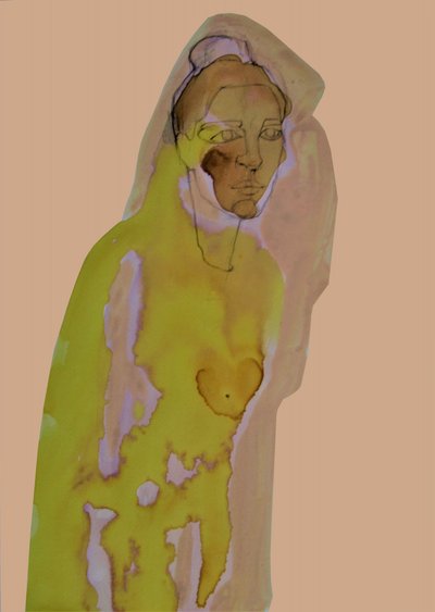 Pensive Hooded Woman by Doris Schmitz