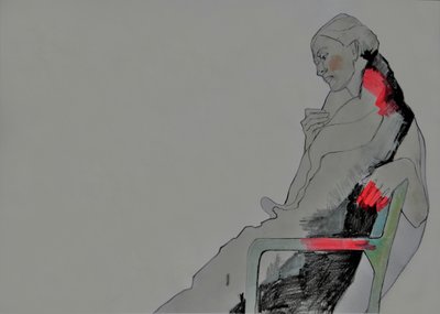 Pensive Woman Sitting by Doris Schmitz