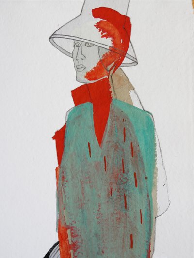 Red Splash Fashion Figure by Doris Schmitz