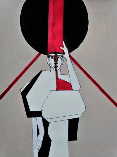 Red Stripe Woman by Doris Schmitz