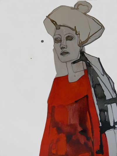 Stylish Red Portrait by Doris Schmitz