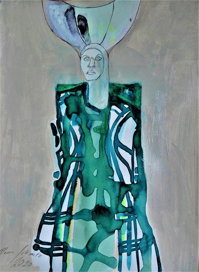Stylized Green Woman by Doris Schmitz